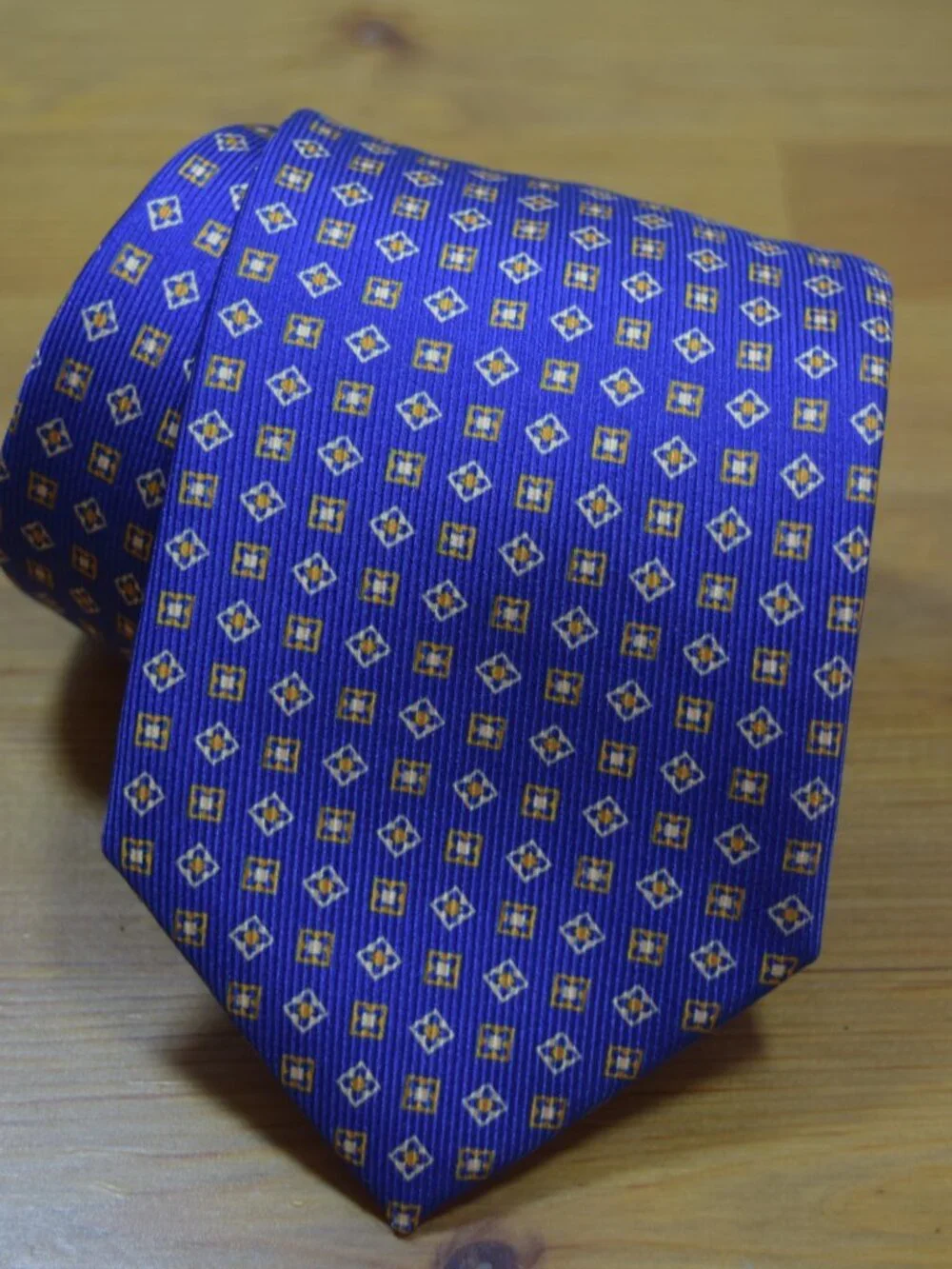 $590 BRIONI Handmade Blue Orange Squares Geometric Long XL Silk Tie Made Italy